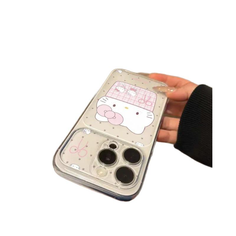 Hello Kitty Polka Dot Soft Phone Case for Apple 17promax 16 15 14pro - Large Window Design