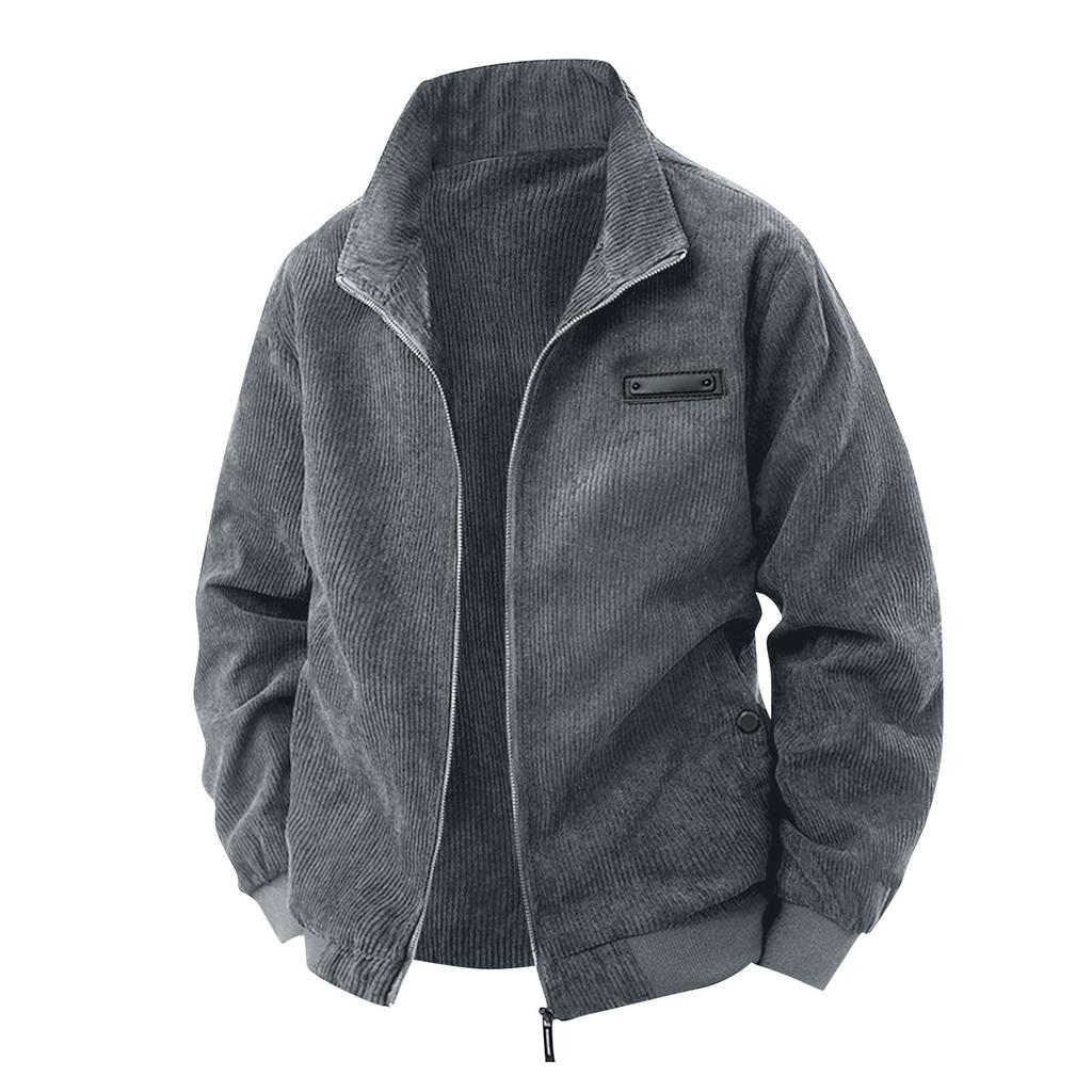 Men's Solid Color Stand Collar Tops Men's Loose Casual Workwear Jacket