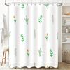 Delightful Floral Shower Curtain Waterproof Fabric with Fresh Green Leaves Pink Flowers for Bath Decorations