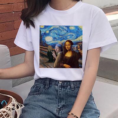 Van Gogh Oil Art Dámské tričko Harajuku Ullzang Funny T-Shirt Grunge Estetický potisk