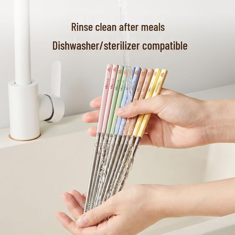 BEAR 316L Stainless Steel Household Chopsticks - 5 Pairs