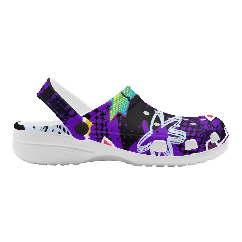 Colorful Printed EVA Garden Shoes Unisex Lightweight Breathable Slip On Clogs Beach Pool Bathroom Home Slippers Comfort Fit