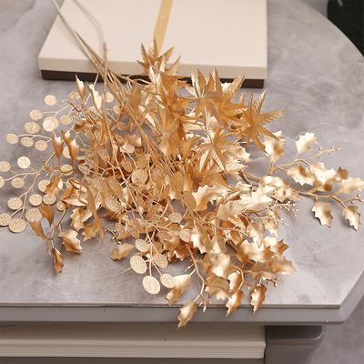 Artificial Flower Golden Christmas Flower Fake Flower Plant Christmas Decoration New Year Party Living Room Table Home Decor