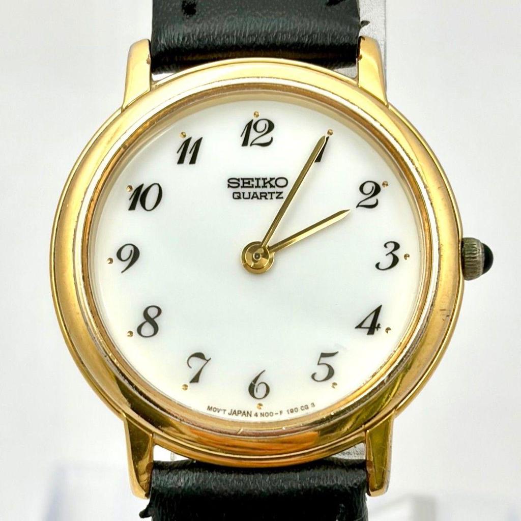 Used [New Battery] SEIKO Ladies Watch Gold 4N00-F120 321775 New Belt