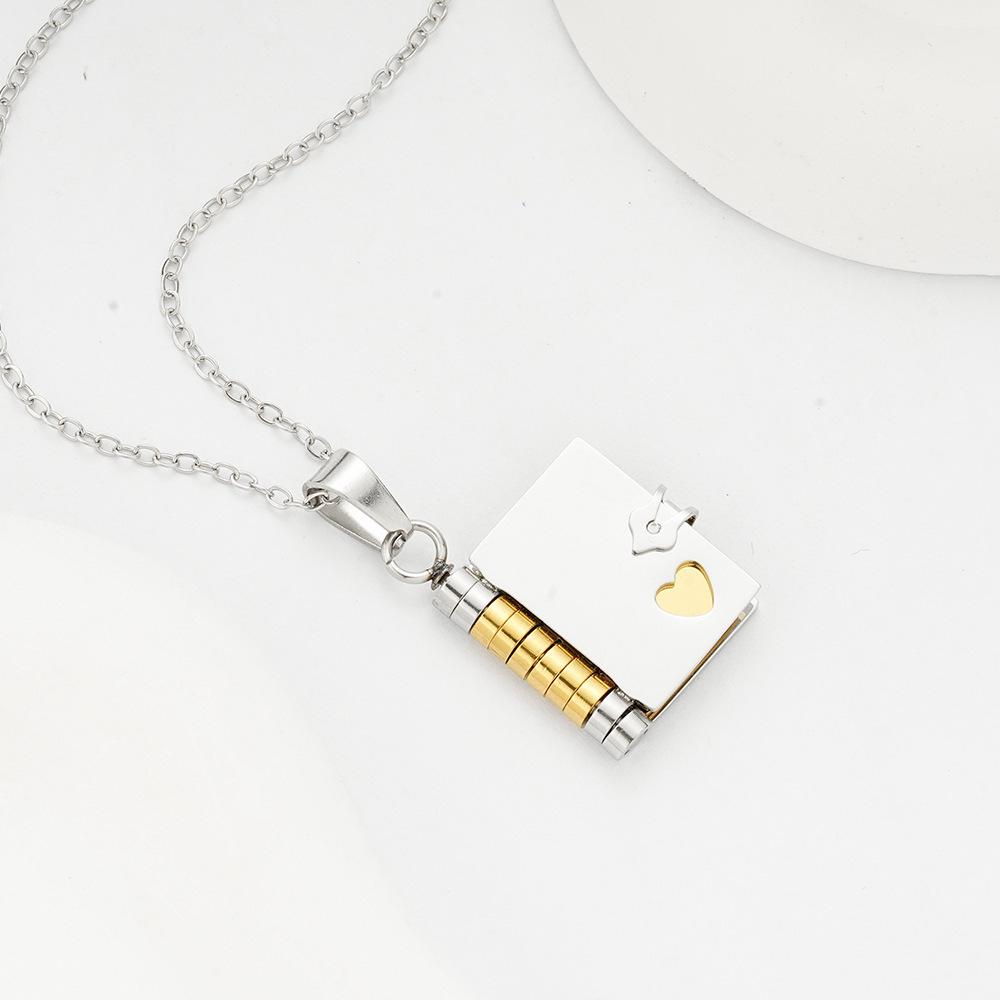 2025 Spring/Summer New Arrival: Titanium Steel Love Letter Necklace with Openable Pendant - Personalized Couple Style