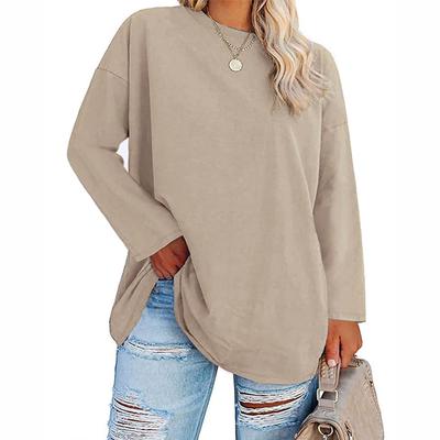 Women's Plus SizeTop Round Neck Loose And Comfortable Solid Long Sleeve T-shirt Casual