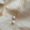 Gold Plated Pearl Threader Earrings, Delicate Long Chain Drop Earrings for Women