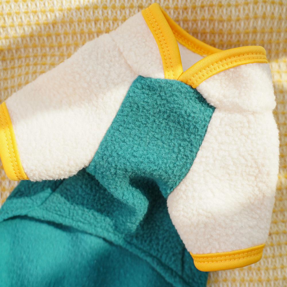 Warmer Hunde-Jumpsuit Stehkragen Cartoon Bärenmuster Hund Vierbeinige Hose Fleece mit D-Ring Welpen Mantel