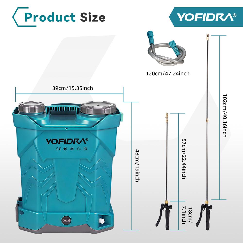 Yofidra Spruzzatore Elettrico 20L Alta Capacità Zaino Spruzzatore per Prato e Giardino Strumenti Elettrici Per Batteria Makita 21V Pin