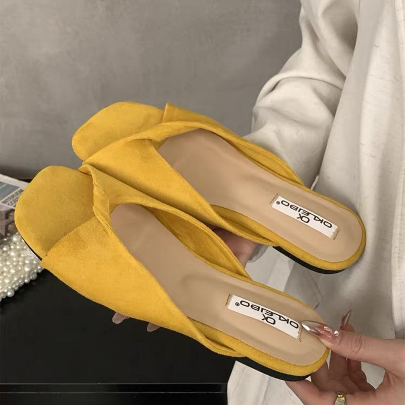 

Ретро обувь Шлепанцы на плоской подошве Летний новый стиль Шлепанцы 40 жёлтый