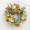 Autumn Maple Leaf Pumpkin Pine Cone Berry Wreath Simulated Wreath with Maple Leaf Pumpkin Pine Cone Berry Decor Halloween
