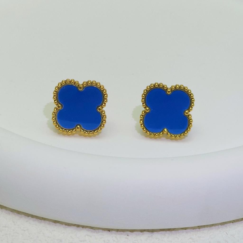 High Quality Titanium Steel Natural Mother-of-pearl Four-leaf Clover Earrings for Women 18K Fashion Premium Earrings