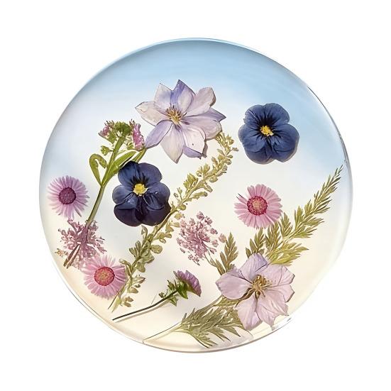 2D Acrylic Coaster Set with Pressed Flower Design Heat-Resistant Drink Mat for Coffee Cups Decorative Tableware for Mother's Day Gift Unique Home