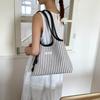 Striped canvas bag women's large-capacity new summer versatile shoulder bag college student class tote bag