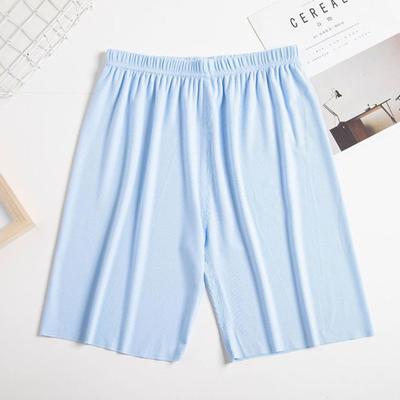 Mittelhohe Elastischer Bund Pyjama-Shorts Gerippt Farbecht Atmungsaktiv Weites Bein Herren Eisseide Pyjamahose Loungewear
