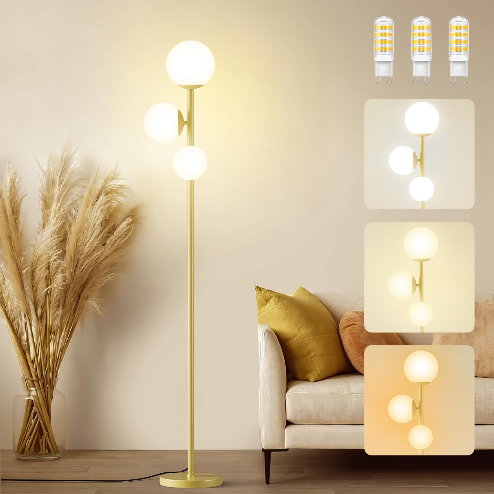 

Floor Floor 3 Indirect Stand LED Desk Color Lighting Easy to Operate Scandinavian Stylish Interior Golden Light, Stand, Lights, Lighting, Light, Lamp, золотий