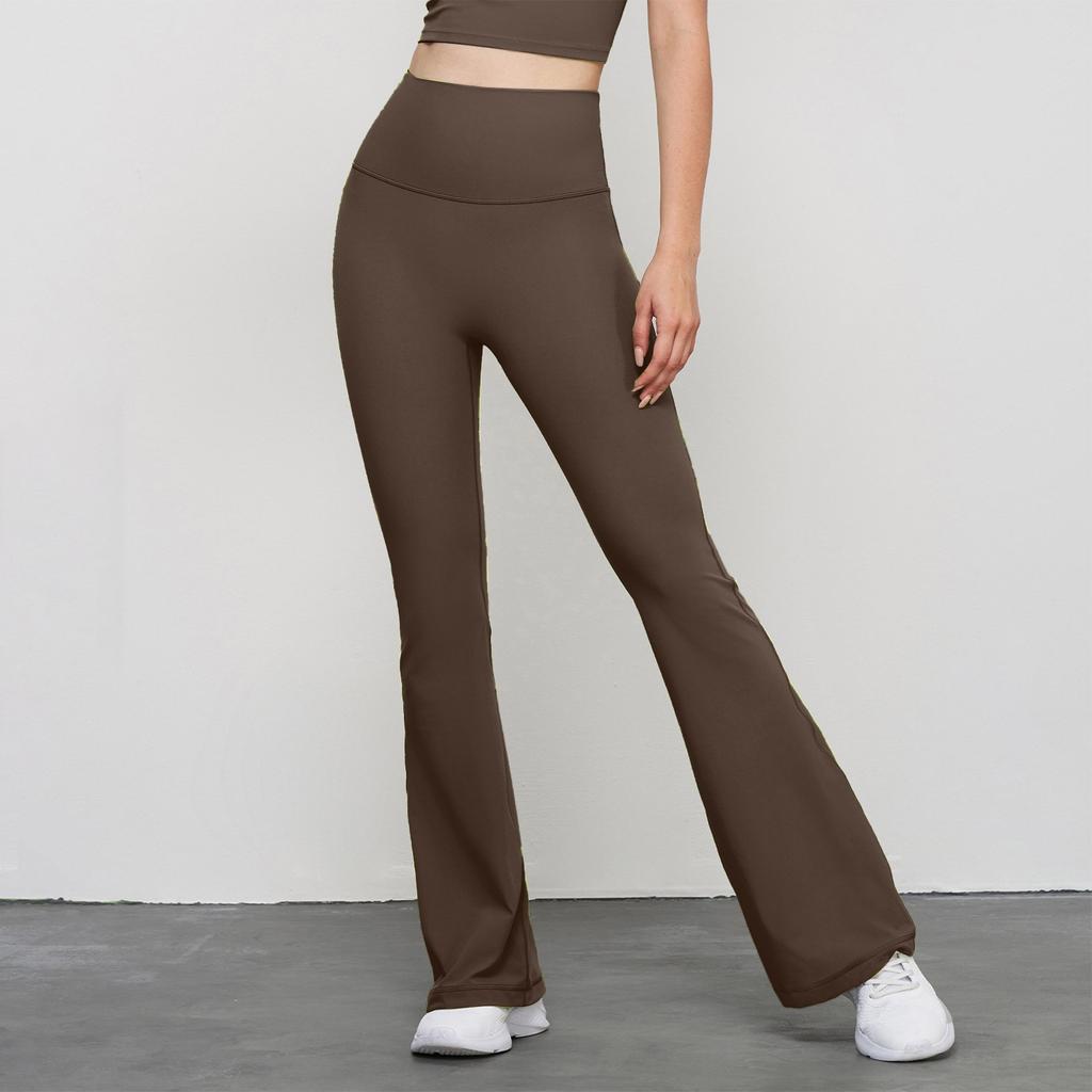 Jugendliche Nude Schlaghosen für Damen Frühling und Sommer Neu Hohe Taille Hüftlift Fitnesshose Enge Schlaghose