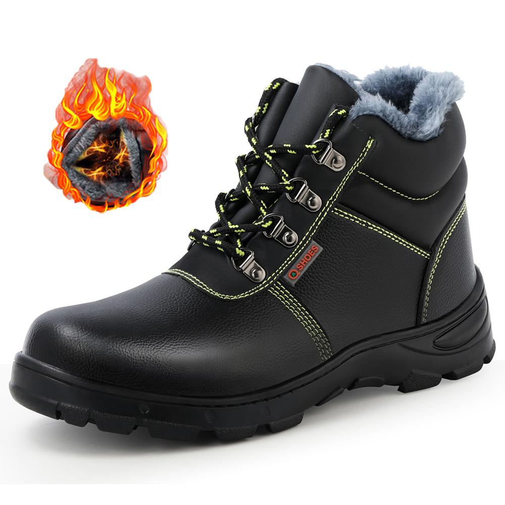 

Indestructible Work Boots Plush Warm Winter Boots Steel Toe Shoes Puncture-Proof Work Safety Shoes Boots Industrial Shoes 36