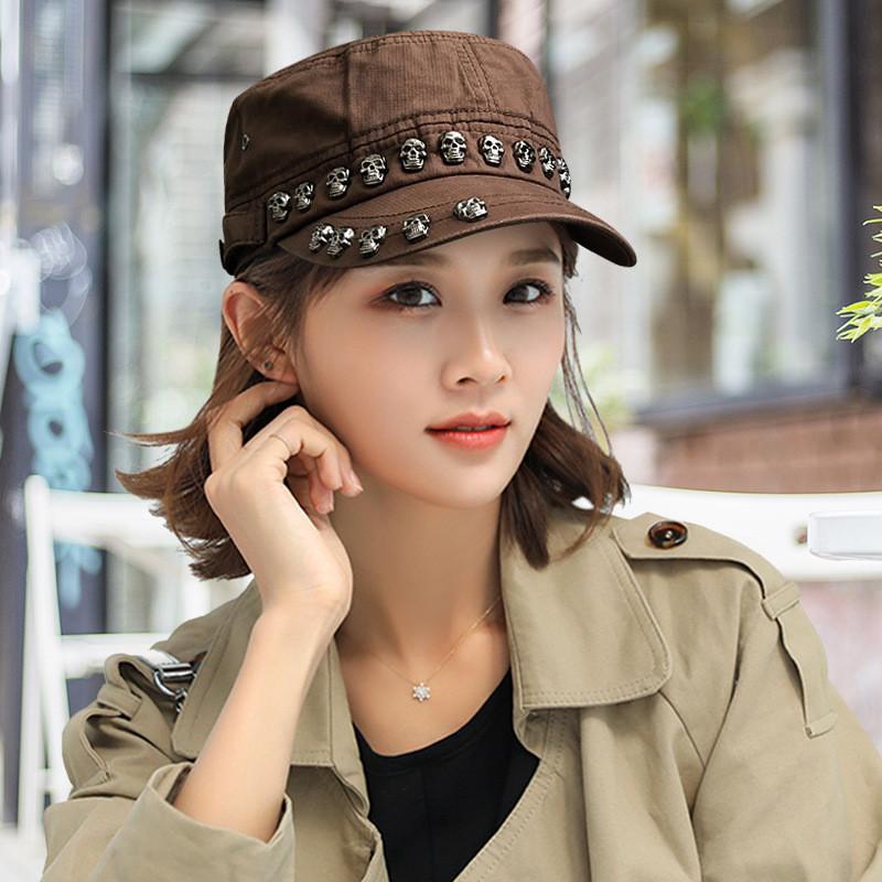 Skull Head Embroidered Flat Brim Hat With Sun Protection For Streetwear And Men