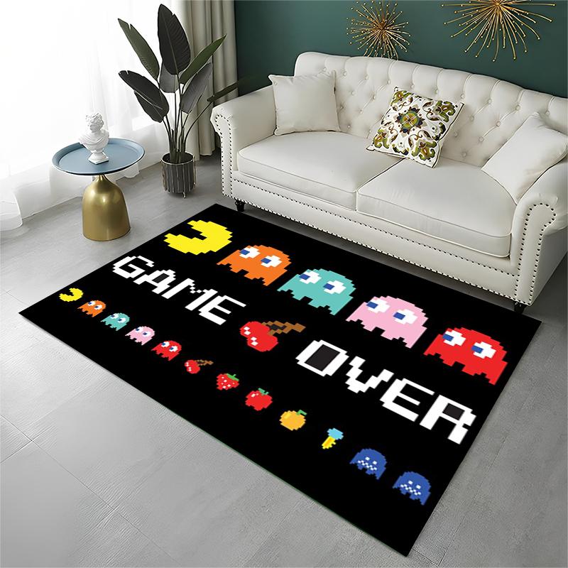 Retro P-Pacman Game Non-Slip Area Rug for Living Room,Bedroom,Playroom,Soft Carpet Floor Mat Home Decor Rug Kids Room Gift