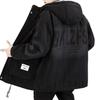 Trendy Mid-Length Men’s Winter Denim Parka with Plus Velvet Hood