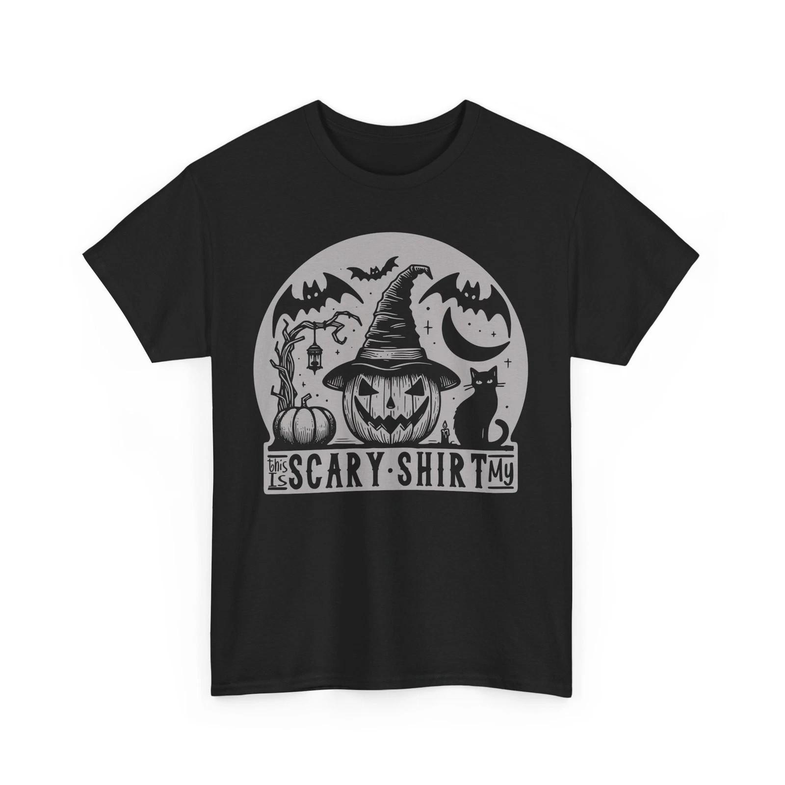 Halloween This Is My Scary Shirt Jack-O-Lantern Cat Tee, Unisex T-shirt S разноцветный