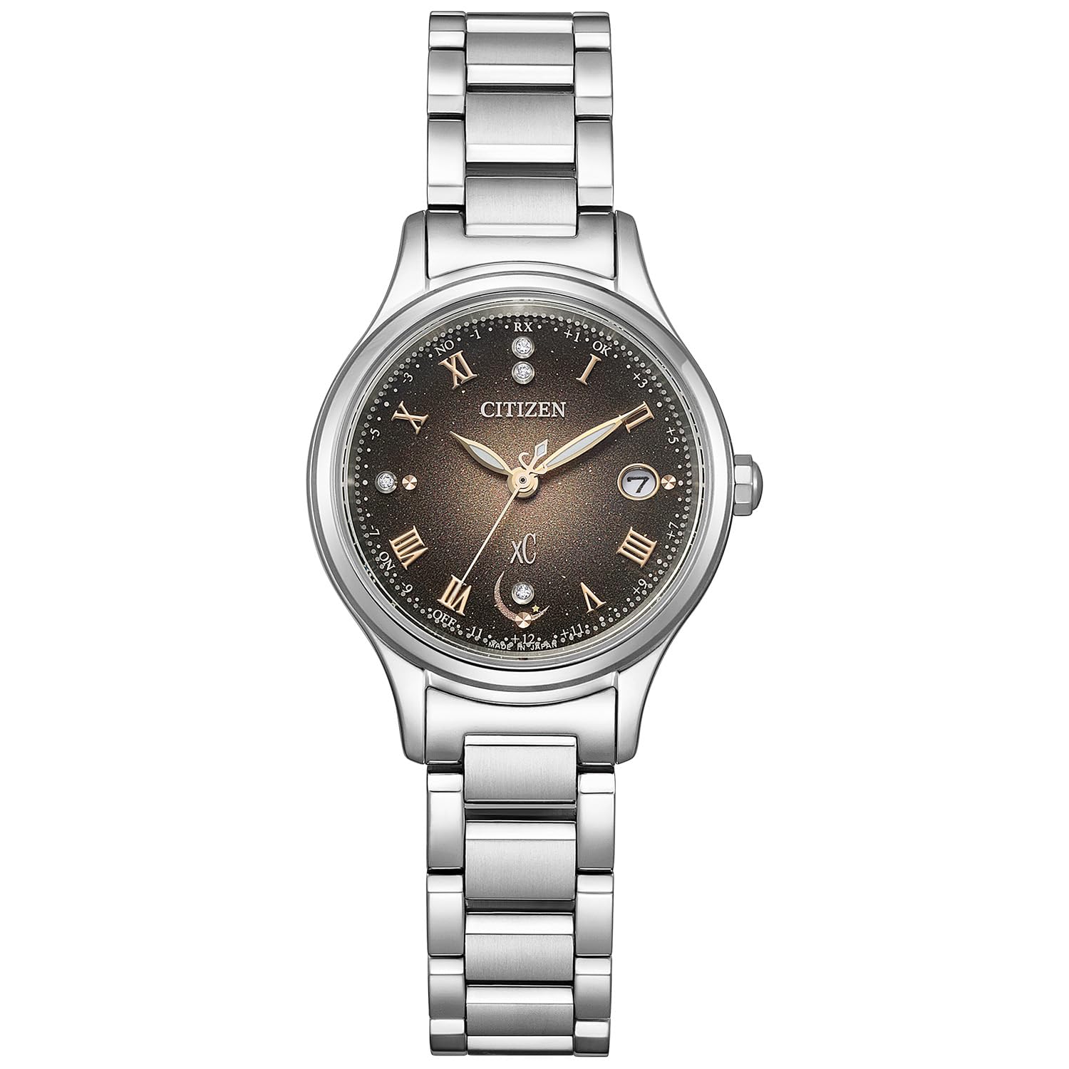 

Радіогодинник Cross Sea Waterproof Limited Model Moonlight Diamond Set Silver [Citizen] Eco-Drive ES9490-79E для жінок