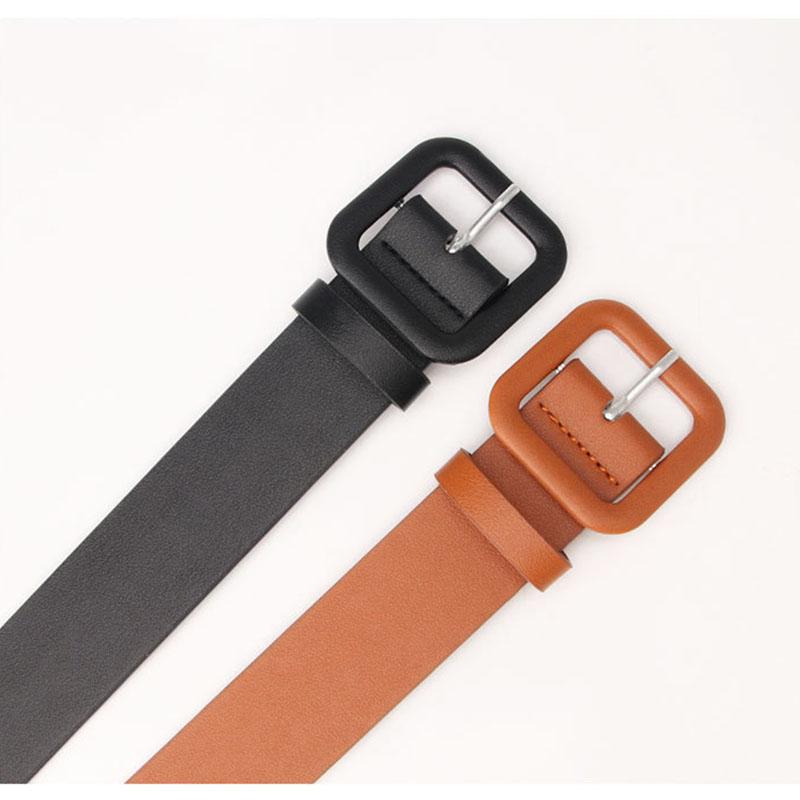 Women's Square Buckle Belt Faux Leather Adjustable Waist Strap Minimalist Fashion Accessory Elegant Decor Multi Color