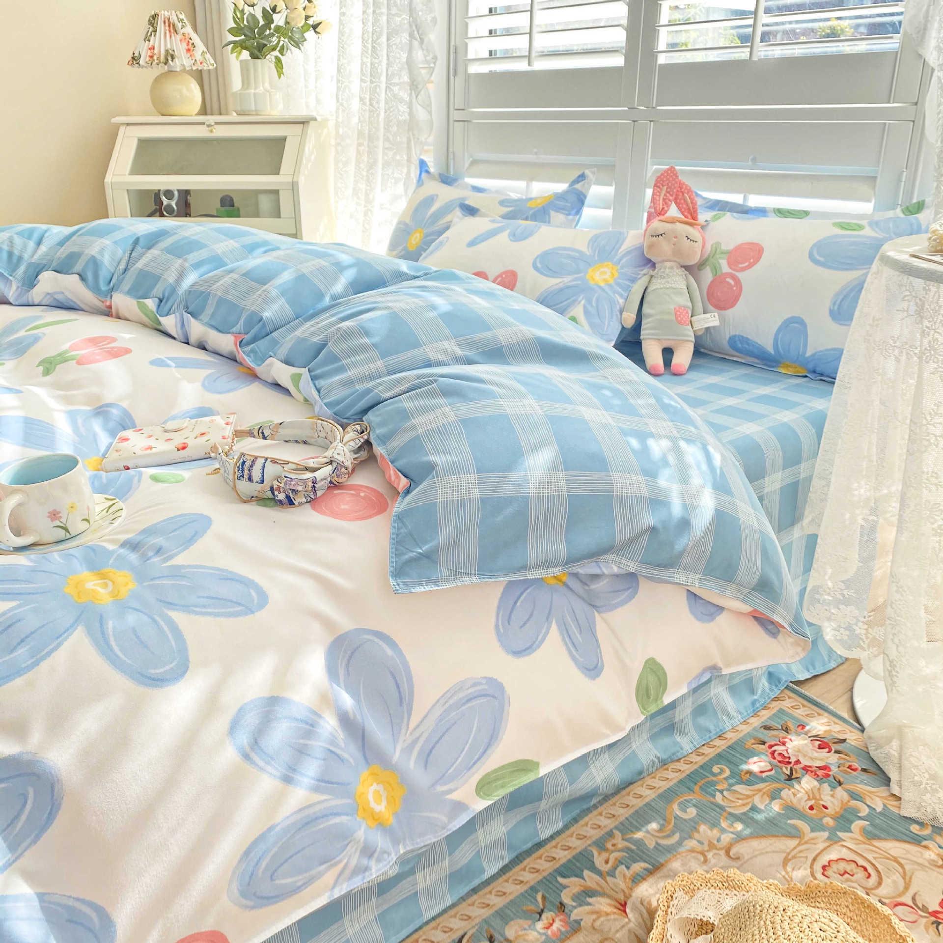 

Постільна білизна з прасованої бавовни у свіжому стилі 150x200 для ліжка в гуртожитку Duvet 150x200cm