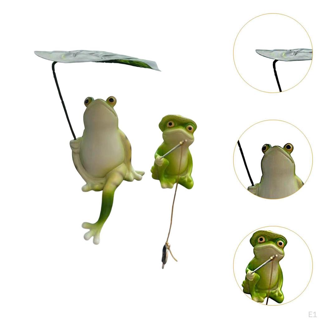 2 Stück Miniatur Frosch Figur Dekoration Lustig Niedlich Handwerk Ornament Gartenstatue für Rasen Terrasse Schreibtisch