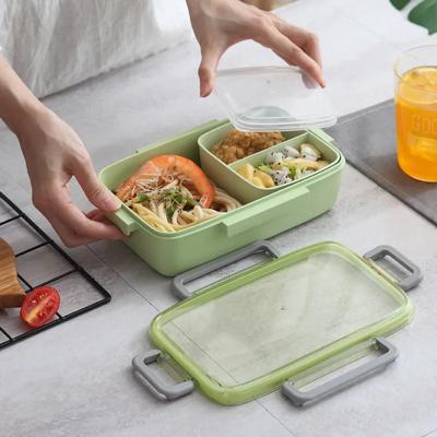 Microwave Lunch Box Independent Lattice For Kids Bento Box Portable Leak-Proof Bento Lunch Box Food Container
