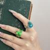 Cute Hip-Hop Frog Adjustable Ring for Women, Unique Animal Design in Green or Blue, Daily Wear Jewelry