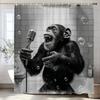 Funny Monkey Black and White Fun Animals In Bathtub Shower Curtain, Bathroom Decorative Shower Curtain,with Hooks