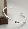 PANJBJ 925 Sterling Silver Irregular Geometry Texture Bangle Bracelet for Women Girl Minimalism Jewelry Gift Dropshipping