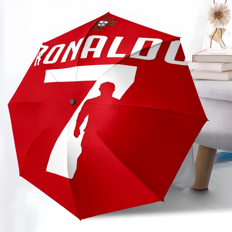 1pc Sturdy 8-Bone Auto Umbrella, Cristiano Ronaldo Umbrella, Digital Printed, Foldable Umbrella for On-the-Go Outdoor Use