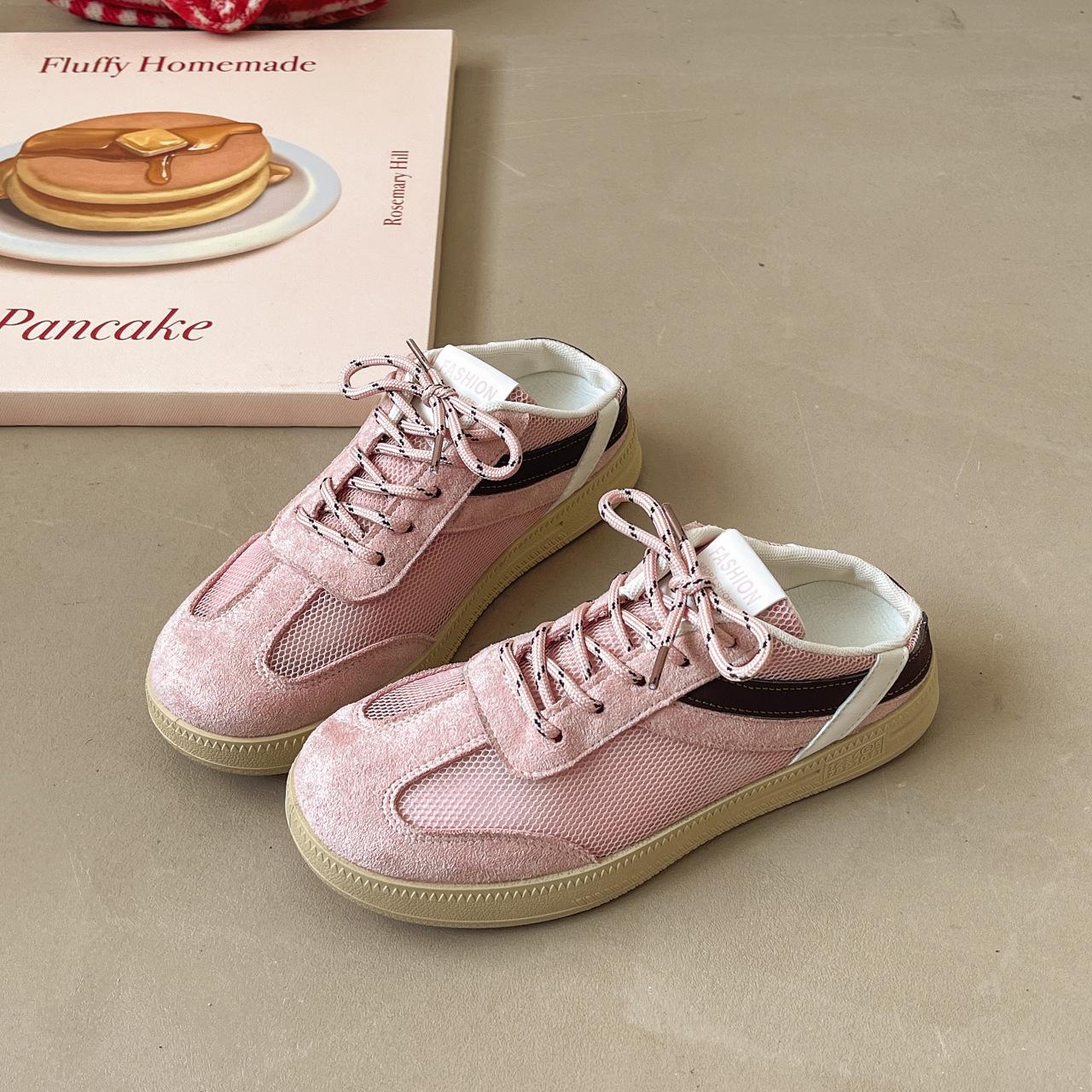 

Forrest Gump training shoes women s shoes 2025 new spring versatile mesh thin bag head half tray sports board shoes 35 розовый