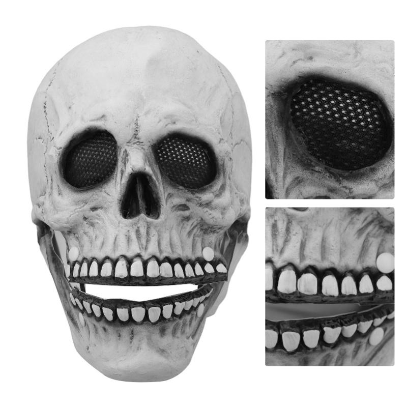 Skull Mask Halloween Skull Style Breathable Durable Latex Movable Jaw Skeleton Mask For Party Costume Ball