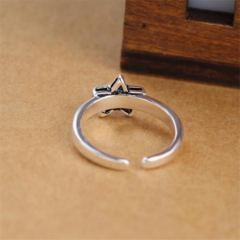New National Style Retro Made Old Five-pointed Star 925 Sterling Silver Jewelry Personality Thai Silver Opening Rings