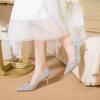 2025 Summer Classics Bling Women's High Heels Fashion Pointed Toe Slip On Thin Heels Pumps for Versatile Party Dress Wedding