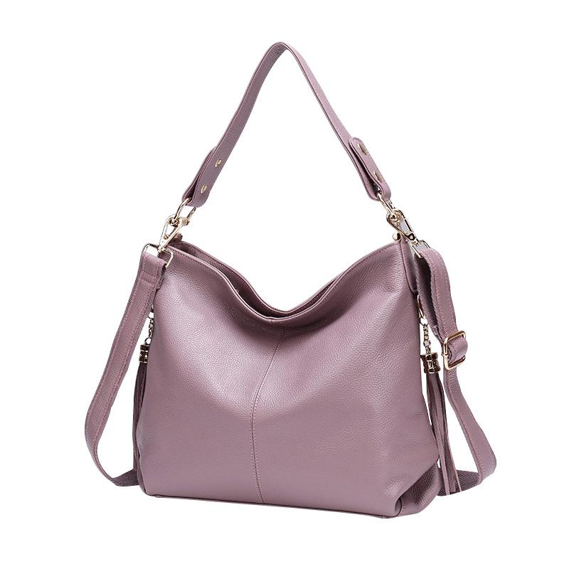 Trendy First-Layer Cowhide Bag Women'S Shoulder Underarm Messenger Bag Casual Fringed Mommy Bag Genuine Leather Women'S Bag
