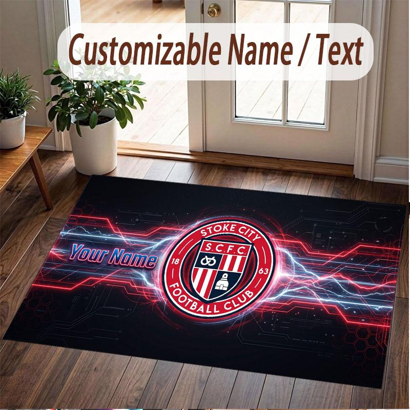 Custom Rug Stoke City FC Pattern Print Name Text Soft Non‑Slip Floor Carpet for Home Indoor Decoration