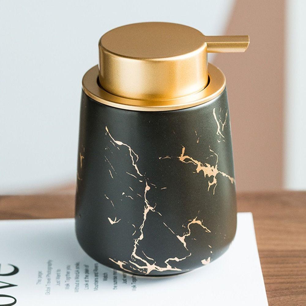 Flacone per Lozione in Marmo da 400ML Dispenser per Shampoo a Pressione di Fascia Alta Porta Sapone Liquido Ricaricabile Vaso in Ceramica Accessori per il Bagno Casa