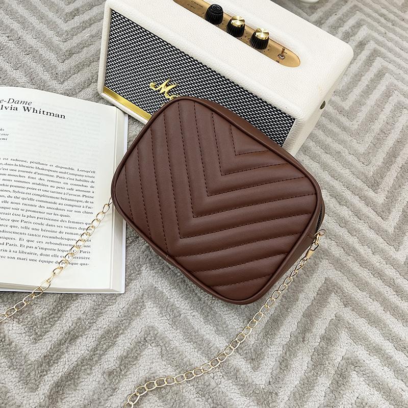 Small bag chain shoulder crossbody camera bag striped change mobile phone women's bag