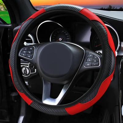 Coprivolante per auto Coprivolante in pelle PU antiscivolo Adatto 37-38 cm Accessori per auto in fibra di carbonio A Decoratio