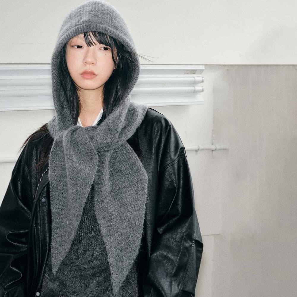 Triangular Knitted Hooded Cap Soft Winter Neckerchief Hat Fashion Neck Collar Beanies Cap  Women