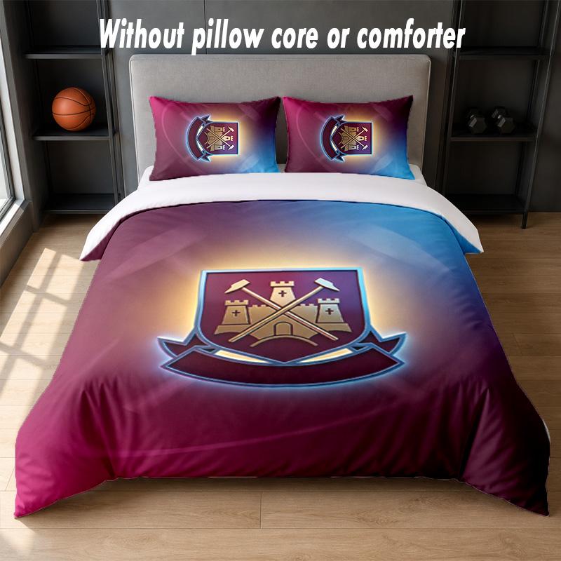 West Ham United Fotbalový Design Postel Povlečení Sada 1 Povlak na Peřinu + 2 Povlaky na Polštář Měkké Prodyšné Domácí Ložní Prádlo