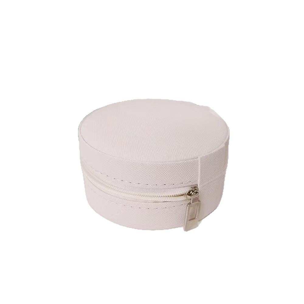 Round Dustproof PU Jewelry Box - Portable Storage for Earrings and Ornaments