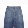 2025 Spring Women's High-Waist Ripped Denim Jeans: European & American Style