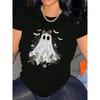 Damen Halloween Lässiges Kurzarm-T-Shirt Rundhalsausschnitt Weich Bequem Entzückendes Oberteil