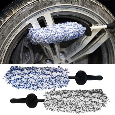 Tire Cleaning Brush Wheel Cleaning Tool 42cm Microfiber Car Wheel Brush Soft Synthetic Fiber Rim And Tire Cleaner Multi-Functional Car Wash Brush
